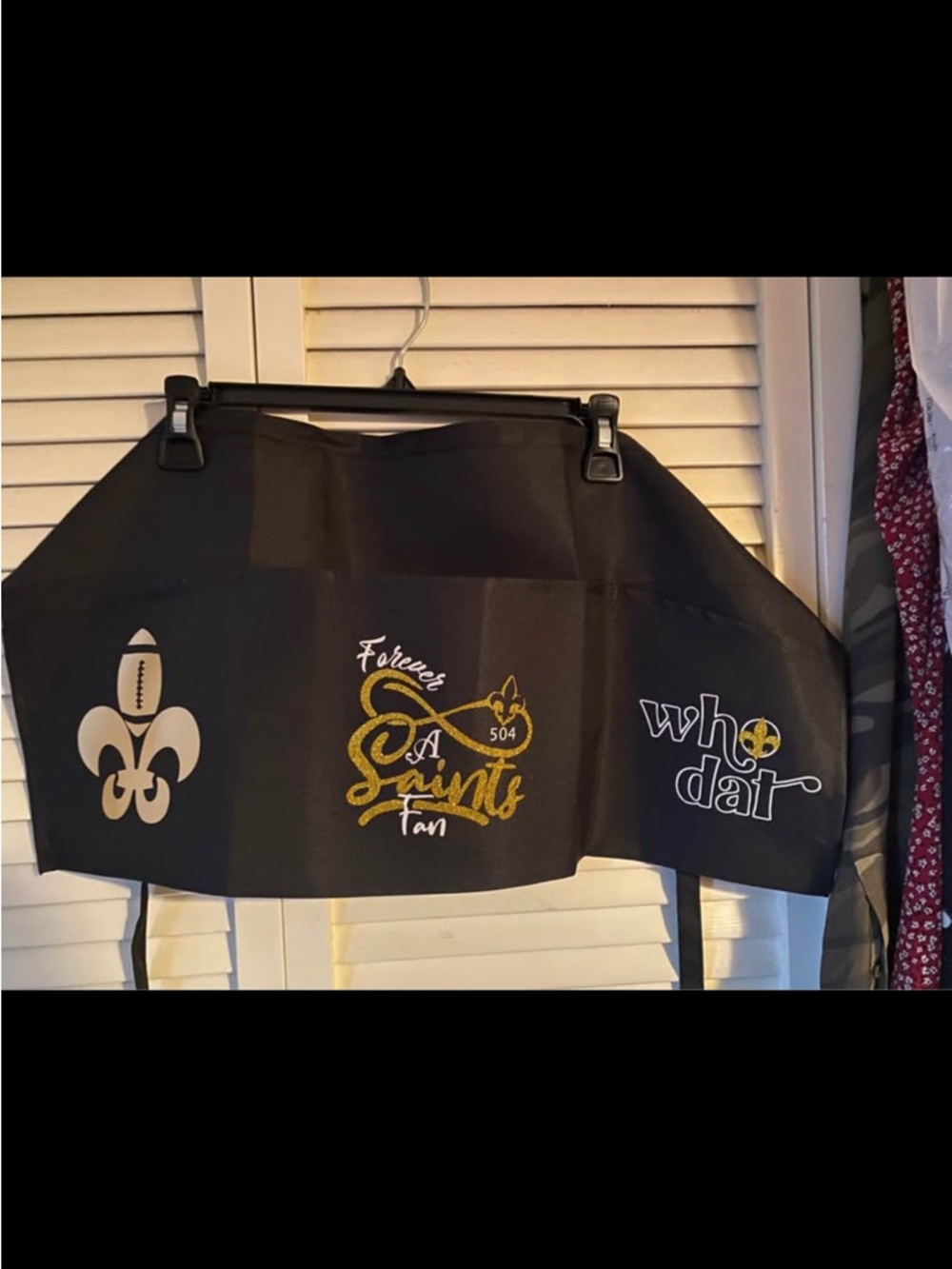 Black and Gold Glitter Saints Graphic Work Apron